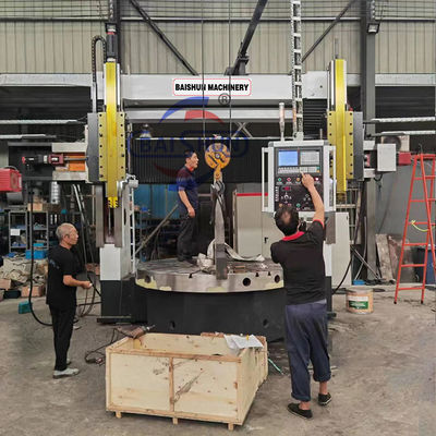 Double Column Heavy Duty Vertical Lathe Cnc Wheel Lathe Machine Fanuc / Siemens Control System
